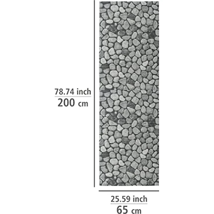 WENKO Badematte Sassi, 65 x 200 cm, rutschfest, pflegeleicht, Stein-Look, für Bad, Küche und Außenbereich – Bild 2
