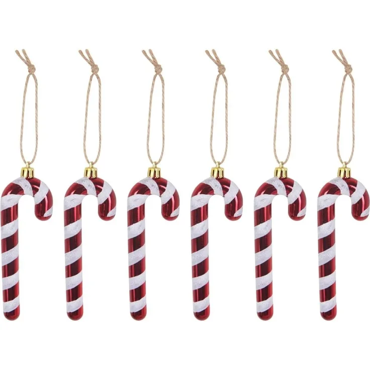 TrendLine Zuckerstangen aus Kunststoff 12cm 6 Stück Candy Cane Weihnachtsdeko