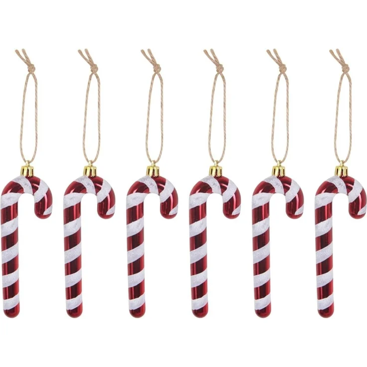 TrendLine Zuckerstangen aus Kunststoff 12cm 6 Stück Candy Cane Weihnachtsdeko – Bild 1