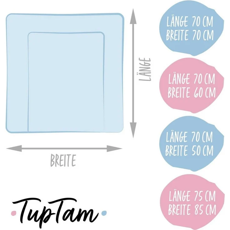TupTam Baby Wickeltischauflage mit Baumwollbezug Gemustert, Farbe: Schlafende Baby Tiere/Beige, Größe: 70x50 cm – Bild 2