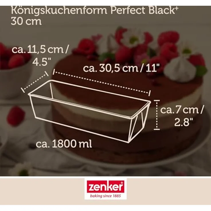 Zenker Königskuchenform Perfect Black 30 cm – Hochwertige Kastenform aus Stahlblech mit Antihaftbeschichtung, Hitzebeständigkeit +230 °C Made in Germany – Bild 5