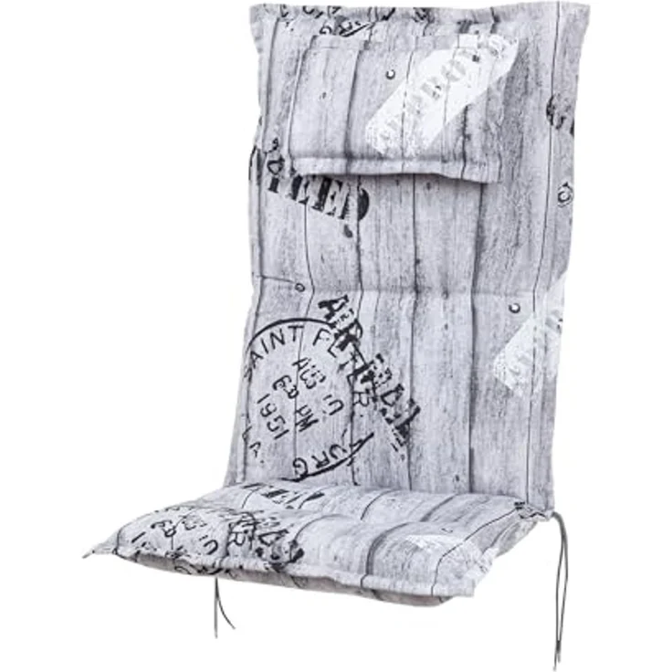 KETTtex Hochlehnerauflage Hochlehner Rom 0778 grau Schrift 123 x 50 x 9 cm KETTtex, (1 St), Halteband verstellbar mit Bindebändern – Bild 1