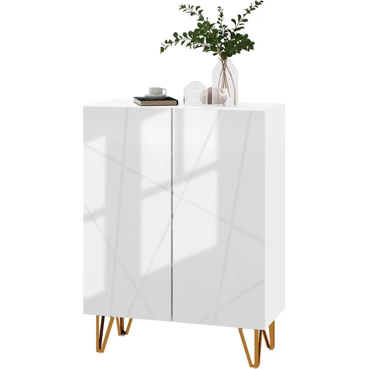 Moderner Schuhschrank für 15–20 Paar Schuhe, verstellbare Einlegeböden und gedämpfter Verschluss, 72 x 31,5 x 95 cm, Weiß – Bild 2