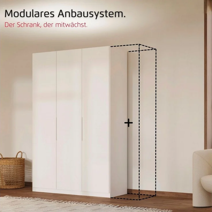 rauch Kleiderschrank Schlafzimmer Garderobe Kinderzimmer WELTNEUHEIT TYNDA by rauch-ONE (3 Ausstattungsvarianten - Breiten 47-405 cm, Höhen 187/212/231 cm) PATENTIERTES SCHNELLMONTAGESYSTEM, Soft-Close-Funktion MADE IN GERMANY – Bild 3