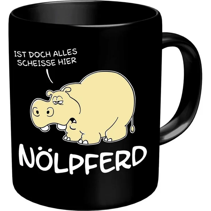 RAHMENLOS® Tasse Kaffeebecher für Nörgler: Nölpferd, Keramik