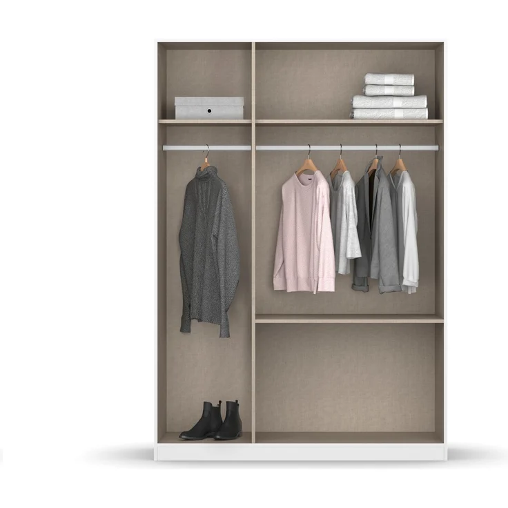 rauch Kleiderschrank, Drehtürenschrank COSTA, 3-türig, 2 Schubkästen, push-to-open, Alpinweiß, 136 x 197 x 54 cm – Bild 5