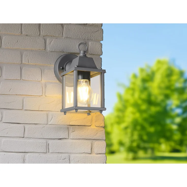 Landhausstil Außenwandleuchte MIRANDE, Wandlaterne Anthrazit, Höhe 22cm – Bild 1