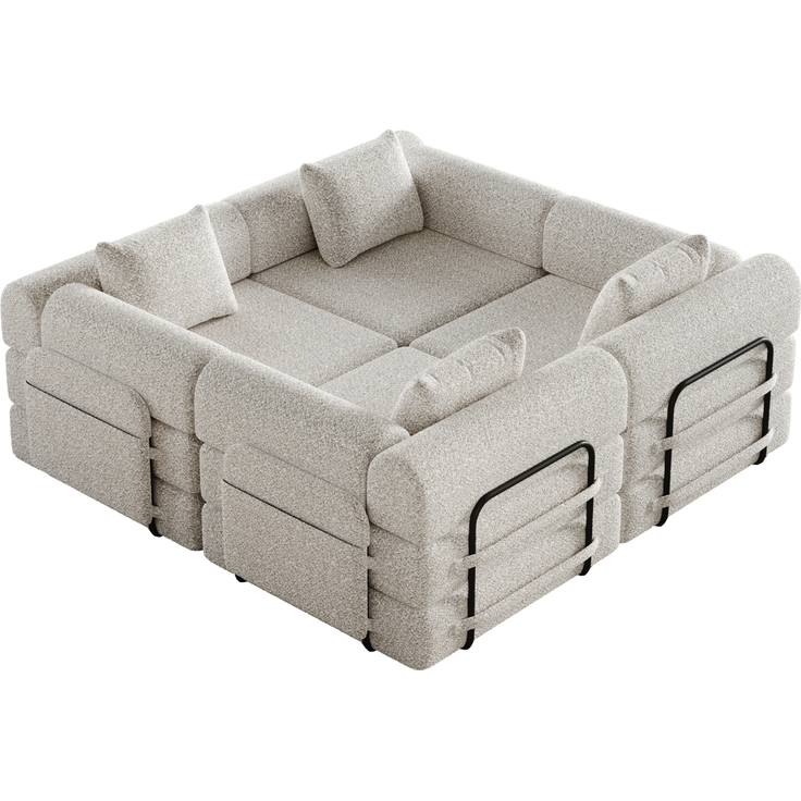 Schlafsofa aus Chenille, 2-in-1 mit Armlehnen-Ablagefach, 69,8x183,8x91,4 cm, cmKhaki – Bild 6