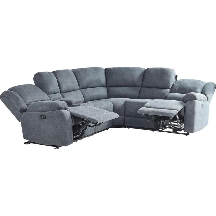 Ecksofa Polsterbezug elektrisch verstellbar USB-Port dunkelgrau ROKKE