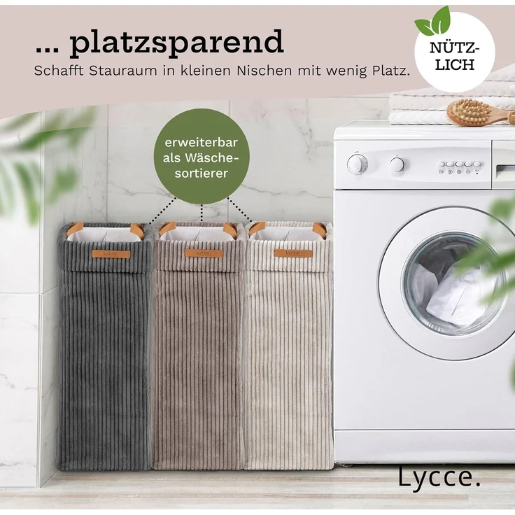 Lycce Wäschekorb Lycce Wäschekorb Cord – faltbar, waschbar & perfekt für Nischen – Bild 5