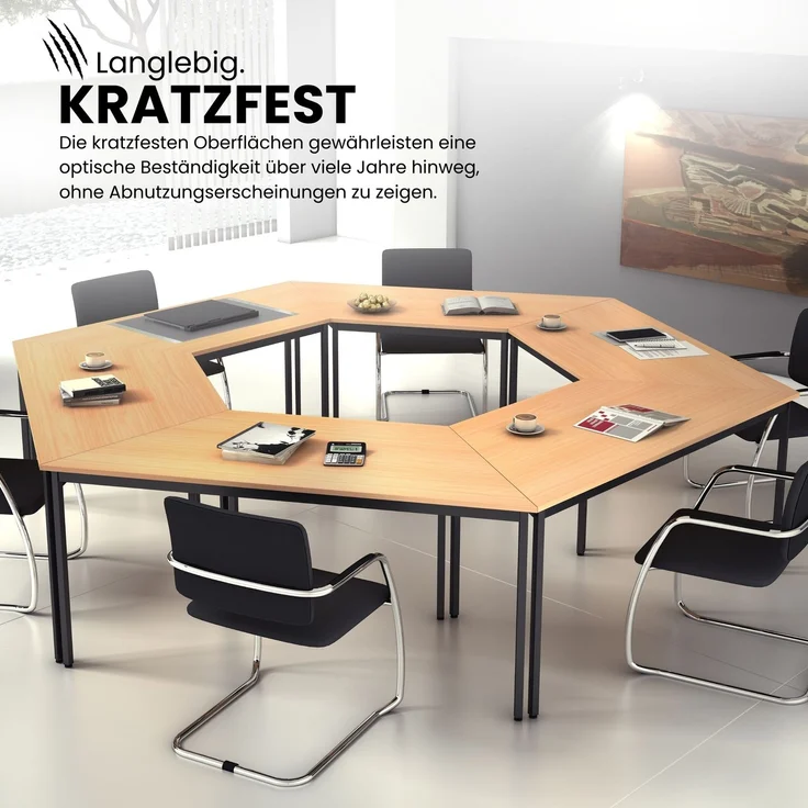 bümö Tisch klein, Multifunktionstisch, 80 x 80 cm in Buche/Schwarz - Beistelltisch, Bistrotisch, Esstisch, Pausentisch, Mehrzwecktisch Tischsystem für Warteraum, Pausenraum & Co, VS08-6 – Bild 2