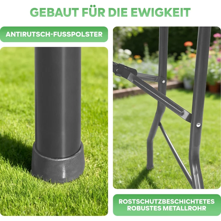 Eiryss Klappbarer Gartentisch 180x70cm, Outdoor Campingtisch für 8, braun mit Rattanoptik-Kunststoffplatte, Metallrahmen, 150kg, 3 Sicherheitsschlösser, leichter Buffetstisch für Garten, Balkon, Picknick – Bild 7