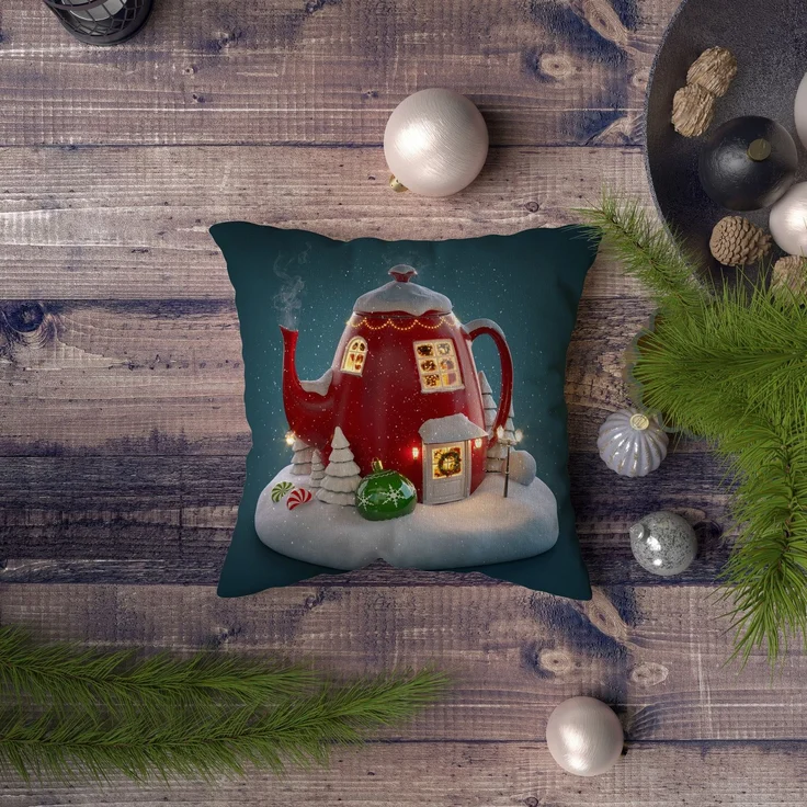 Evila Originals 'NYXMAS085' Kissenbezug, Mehrfarbig, 43 x 43 cm