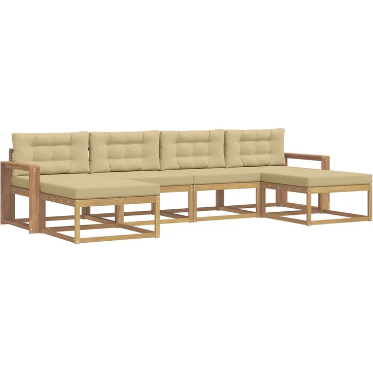 vidaXL Outdoor-Sofagarnitur 6 stk. 6-Sitzer Weiß und Beige 3386837 – Bild 2
