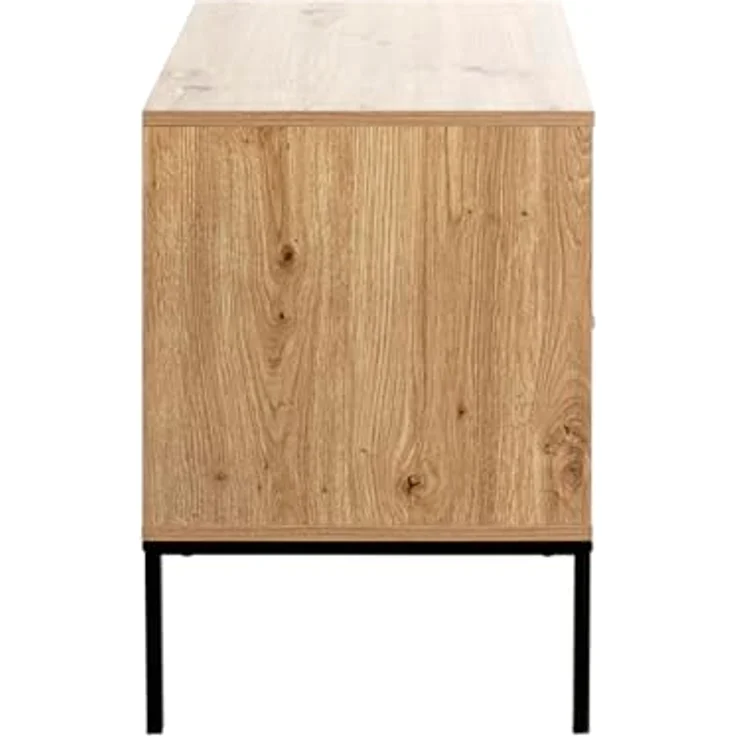 XXXL Beistelltisch Schwarz, Eiche, Metall, mit 1 Schublade und offenem Fach, rechteckig, 42x60x55 cm – Bild 5