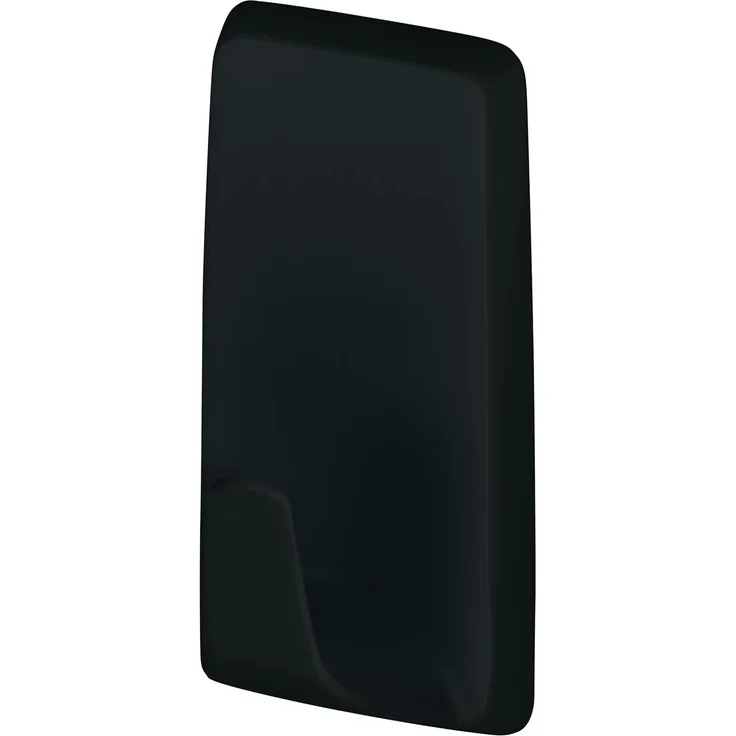 tesa Powerstrips Klebehaken Small Eckig - 3 x selbstklebende Wandhaken - für Kacheln, Glas, Kunststoff und weitere Untergründe - 1 kg Halteleistung - Schwarz – Bild 3