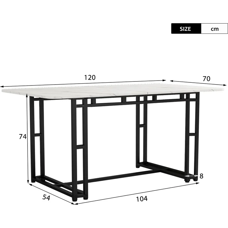 Esszimmer-Set 5-teilig mit Tisch 120x70 cm & 4 Grün Samtstühlen, Küchentisch, stabiler Essbereich für Wohnzimmer und Küche – Bild 7