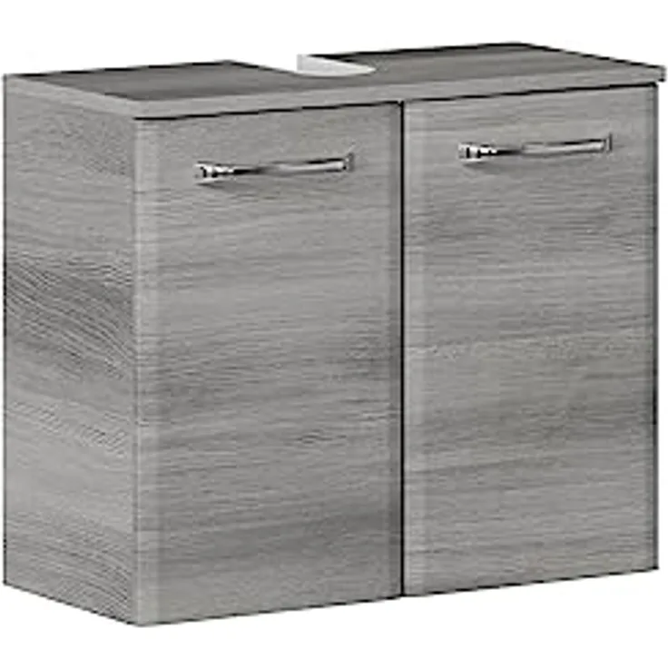 Waschbeckenunterschrank Atlanta / Alika, Holzwerkstoff, Metall, Grau, 60 x 53 x 33 cm