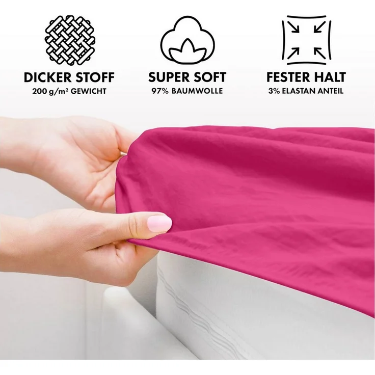 Jacobson Spannbettlaken PREMIUM 200 g/m² Jersey aus 97% Baumwolle & 3% Elasthan, Extra dichtes Bettlaken mit maximalem Halt – Bild 3