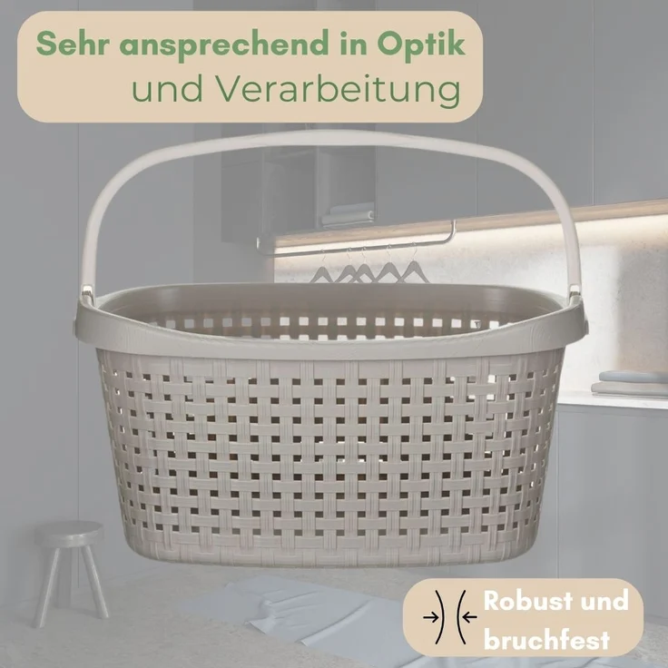 GarPet Wäschekorb 2er Set Wäschekorb mit Henkel 40 L Wäsche Box Wanne Sammler Plastik – Bild 4