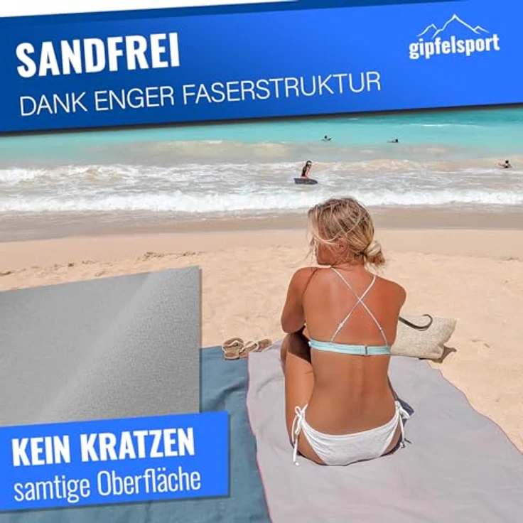 gipfelsport Mikrofaser Handtuch Set - für Sauna, Fitness, Sport I Strandtuch, Sporthandtuch I Grau XL: 180x80 – Bild 6