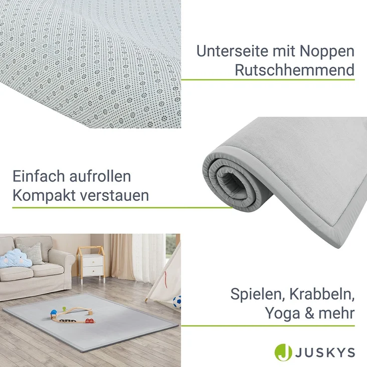 Juskys Krabbelmatte, Polyester grau, 200 x 150 cm – Bild 5