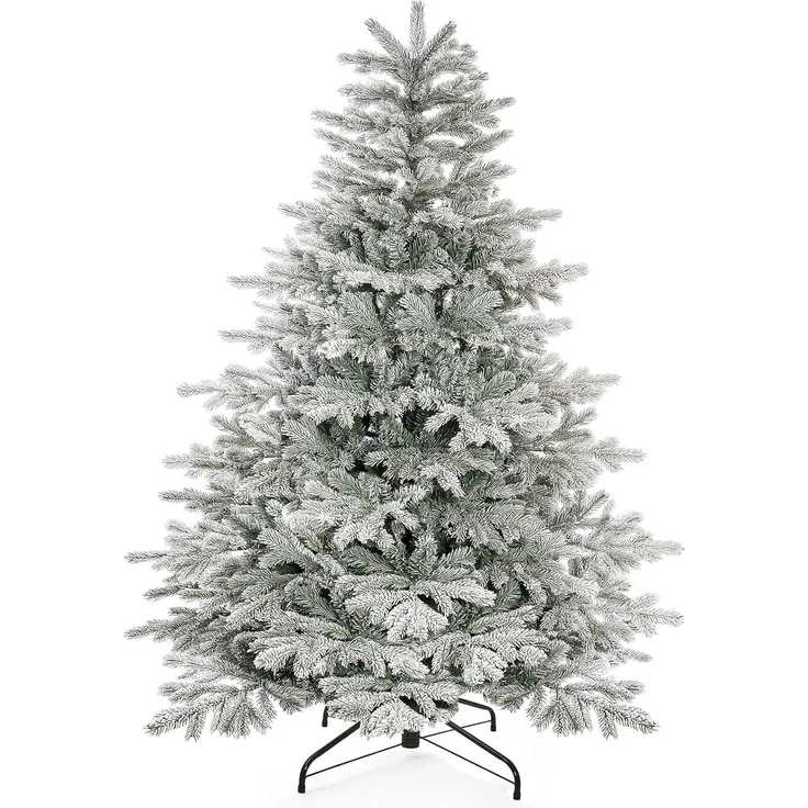 Yorbay Künstlicher Weihnachtsbaum Künstlicher Christbaum, mit Schnee, Metallständer
