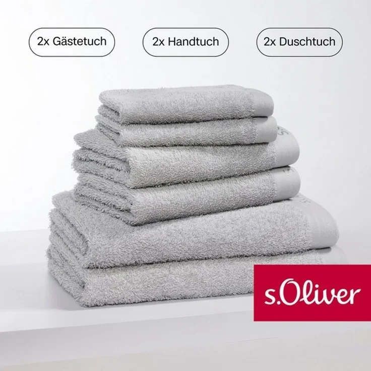 s.Oliver Handtuch Set s.Oliver, Premium Qualität, 600 gr/m², Walkfrottier (Set, 6-St), 2 Gästetücher 30x50, 2 Handtücher 50x100, 2 Duschtücher 70x140 – Bild 4