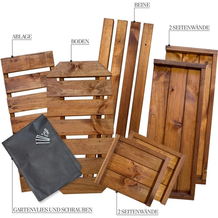 Kistenkolli Altes Land Allzweckkiste Hochbeet L 79 x 40 x 79 cm Ocker – Bild 4