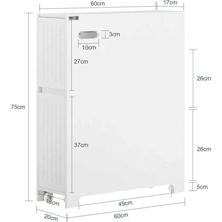SoBuy BZR111-W Badunterschrank, MDF, Lackiert, Weiß, 60 x 75 x 17 cm – Bild 3