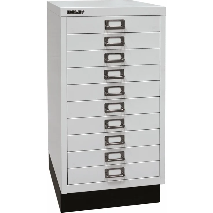 BISLEY Schubladenschrank aus Metall für DIN A3 in lichtgrau Schrank mit 10 Schubladen und Sockel Büroschrank Werkzeugschrank, L29A310S-645 – Bild 1