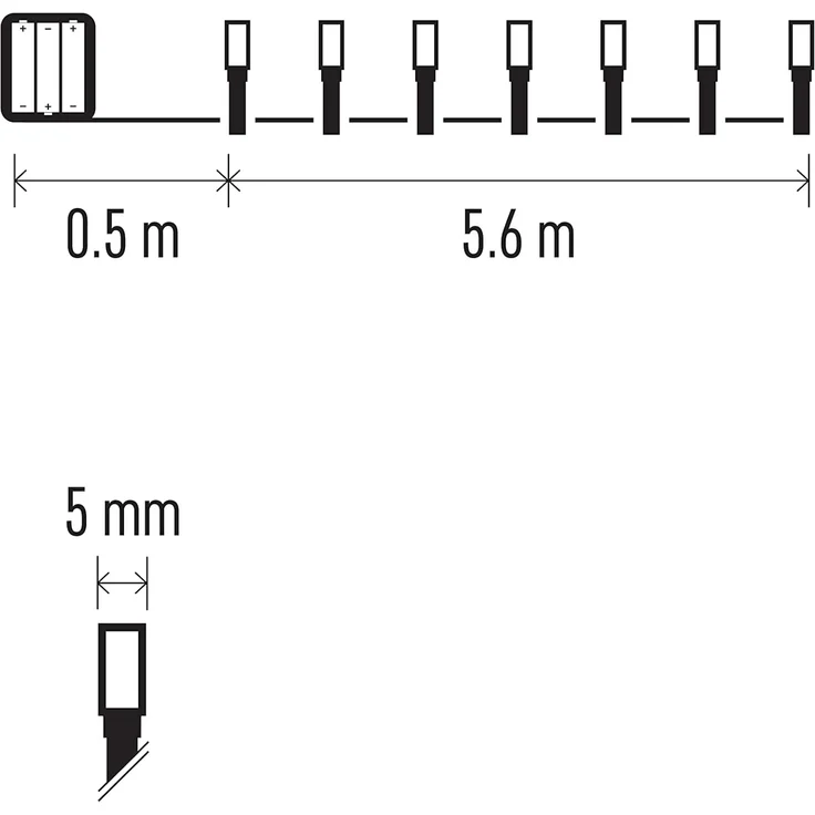 EMOS Warmweiße LED-Lichterkette 5, 6 Meter, Schwarzer Draht mit 80 LEDs, 6/18 h Timer-Funktion, Batteriebetrieben (3x AA), Leuchtdauer 10.000, IP44 für Innen und Außen, D4FW02 – Bild 6