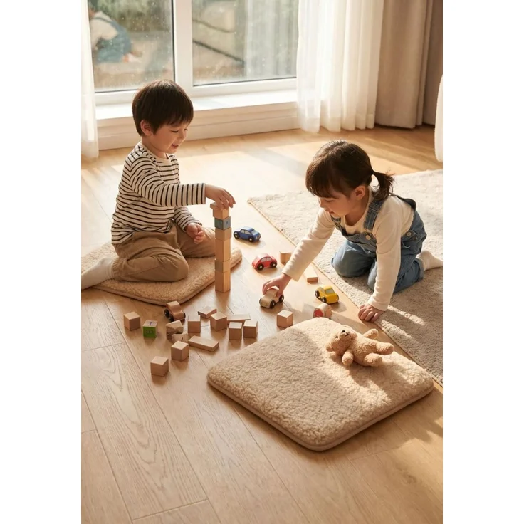 Sitzkissen aus Merinowolle 40x40 cm Beige – Bild 7