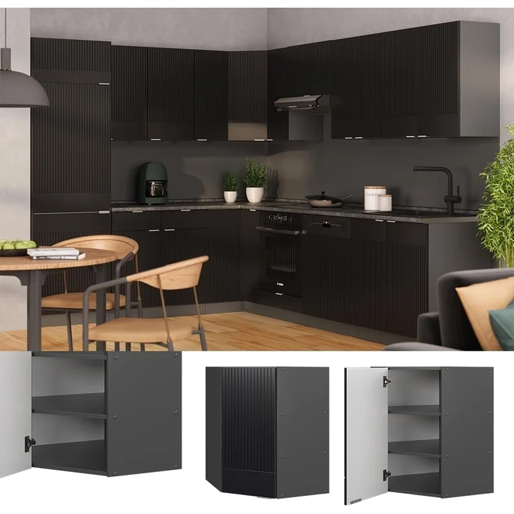 Eckhängeschrank Fame-Line Schwarz gestreift 57 cm Vicco – Bild 3