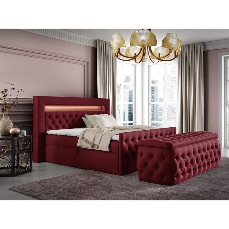 Polsterhocker mit Stauraum ERNESTO 180x50x45 cm Elisa Velvet Bordeauxrot – Bild 4
