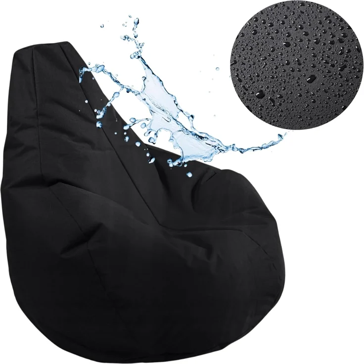 AD. CON Outdoor Gamer Sitzsack mit EPS-Perlen Füllung Puff Relax-Sessel Sitzkissen Bodenkissen Bean Bag 100x90x95cm 225L Schwarz – Bild 7