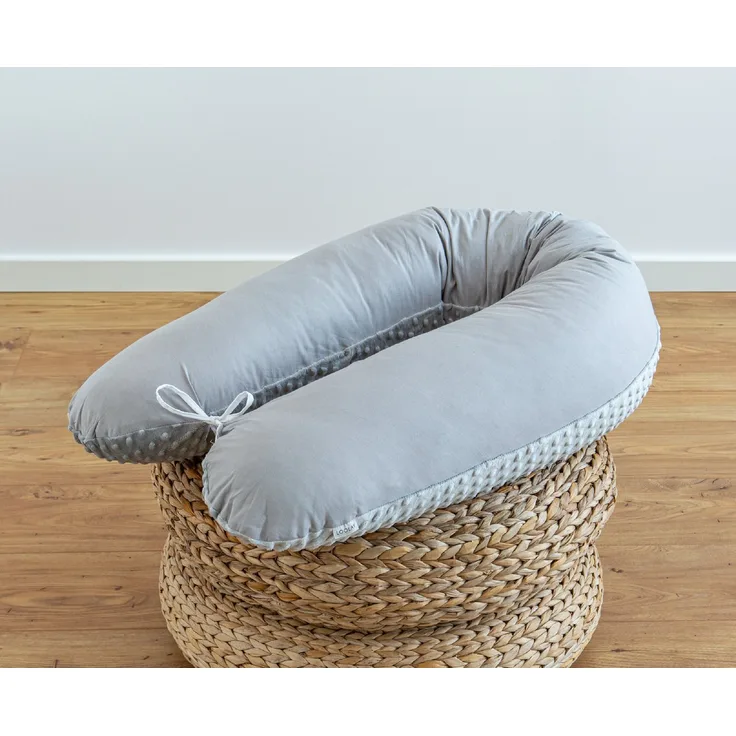 Loolay Seitenschläferkissen GRAU Baumwolle/ MINKY Schwangerschaftskissen Stillkissen Kissen, WEICH oder EPS Kügelchen Füllung, 170 oder 190 cm SIZE-Standard, Stillkissen + Kissenbezug abnehmbar mit Reißverschluss!, LOOLAY® 100% Europäische Stoffe und K...