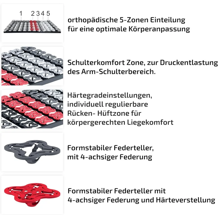 TerraMed T-Flex Teller-Lattenrost. Rücken-Beinbereich nicht verstellbar – Bild 3
