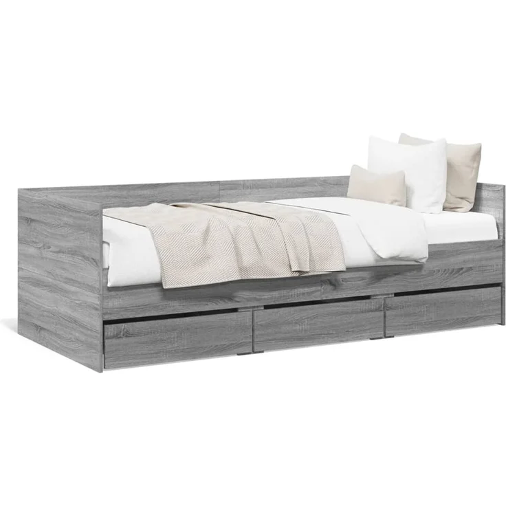 vidaXL Tagesbett mit Schubladen ohne Matratze Grau Sonoma 75x190 cm 3280837 – Bild 2