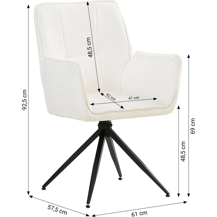 2 Stühle Esszimmer Küchenstühle Chenille Wolle Weiß Drehstühle Esszimmerstühle Drehbar Esszimmerstuhl mit Armlehne Dreh Sessel Modern – Bild 3