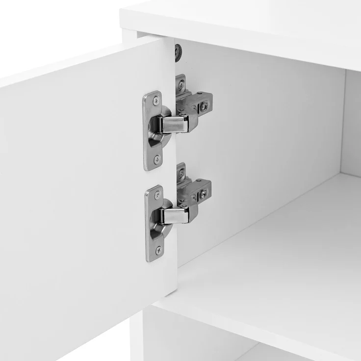 Schuhschrank mit Sitzfläche und Stauraum, multifunktionaler Schrank, Kleiderschrank Garderobenschrank Dielenschrank mit Türen und schwarzem Griff – Bild 9