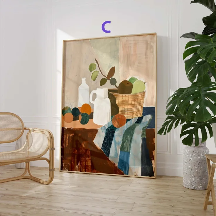Abstrakte Blumen Poster · Geschenkidee · Moderne Vase, Stillleben und Geometrische Kunst · Dekoprint ohne Rahmen - C / 10 x 15 cm
