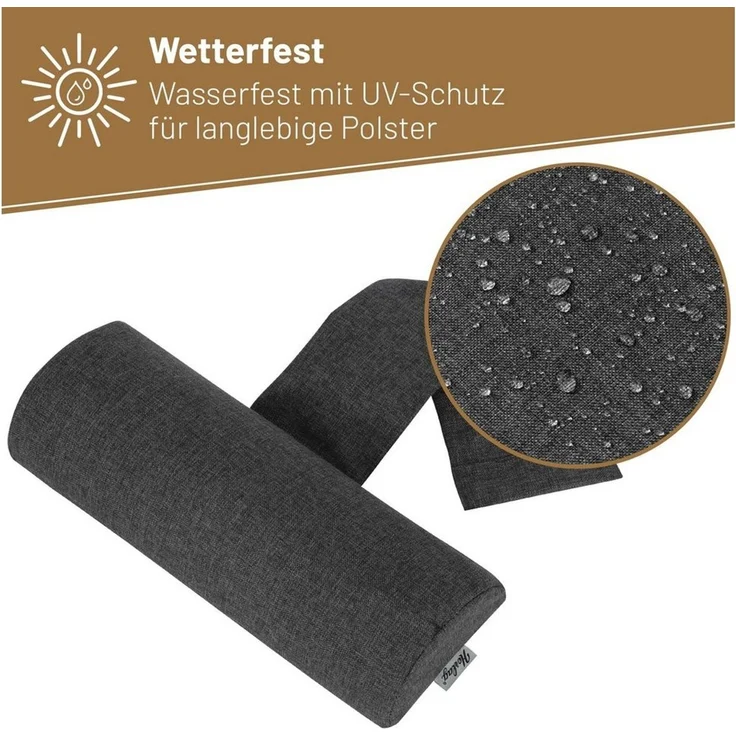 Herlag Polsterauflage Kopfpolster Sunny für Gartenstuhl, wetterfest, UV-beständig, Anthrazit oder Natur, eckig oder rund – Bild 3