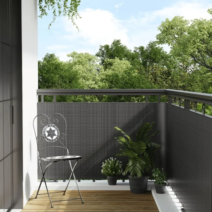 vidaXL Balkon-Sichtschutz Anthrazit 300x80 cm Poly Rattan 156235 – Bild 1