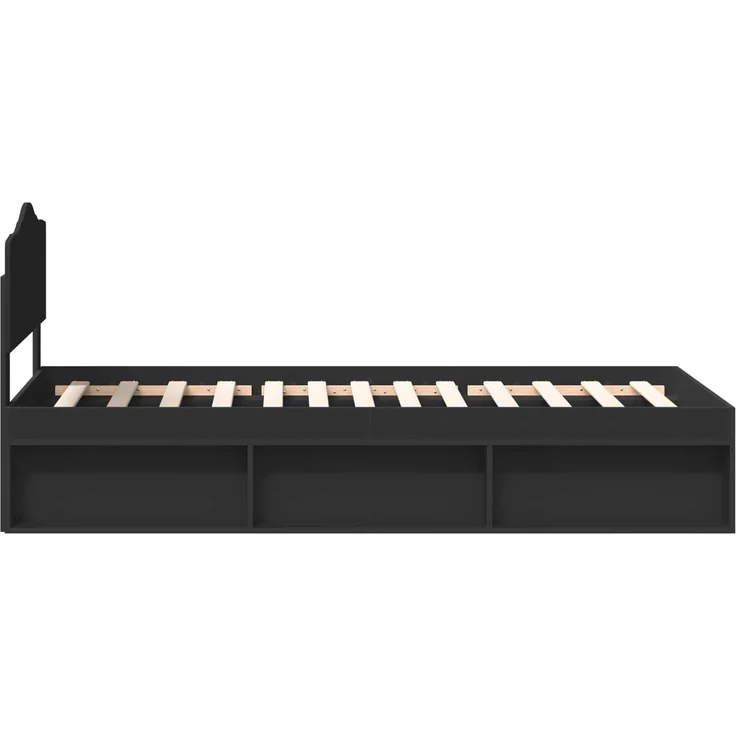 vidaXL Bettrahmen Schwarz 75 x 190 cm Massives Kiefernholz 3412962 – Bild 7
