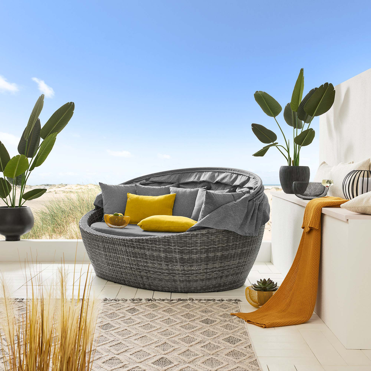 VIVERA Loungeinsel, oval, Geflecht: doppelthalbrund, Gestell: Aluminium, inkl. Auflage – Bild 3