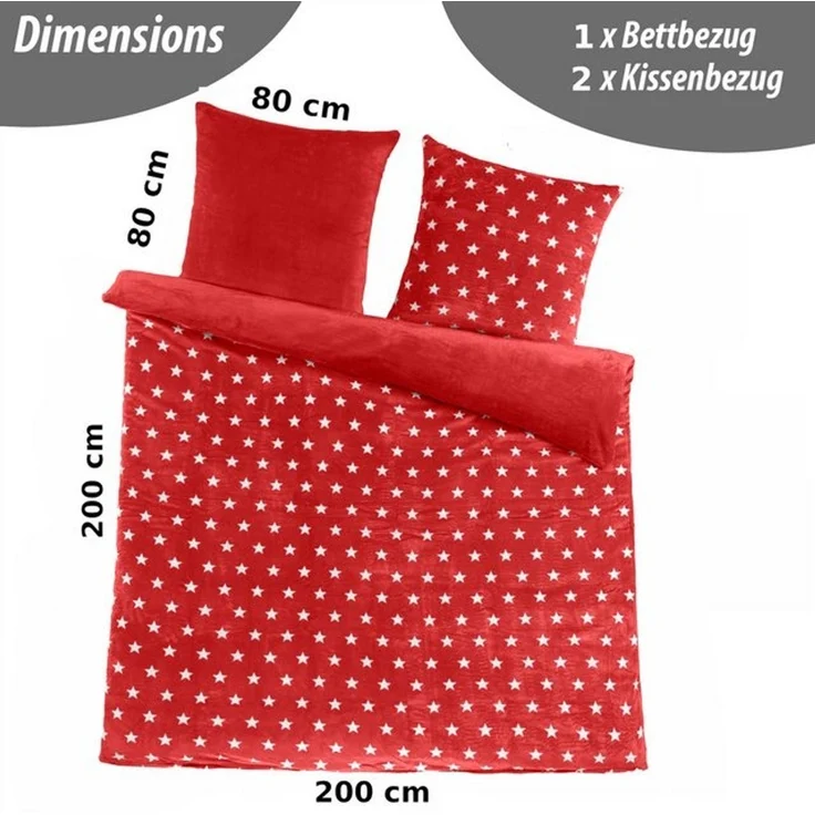 Malika Wendebettwäsche 200x200 + 2x 80x80 cm Cashmere Touch Sterne Bettwäsche, atmungsaktiv, Mikrofaser, 3 teilig, Für Allergiker geeignet, pflegeleicht, angenehm weicher Stoff – Bild 4