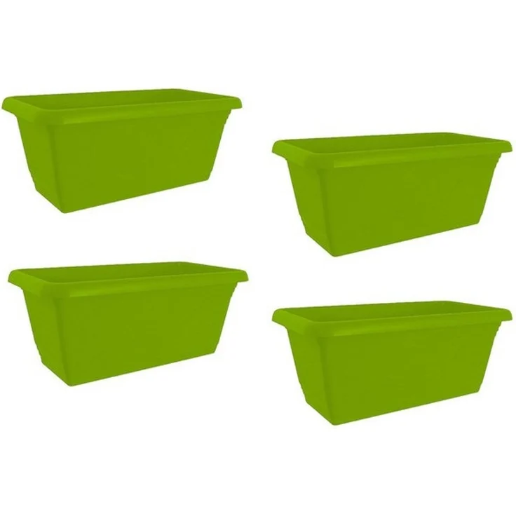 HTI-Living Blumenkasten Blumenkasten mit Wasserspeicher 40 cm 4er Set Grün (Set, 4 St, 4 Blumenkästen), Pflanztopf Pflanzschale – Bild 2
