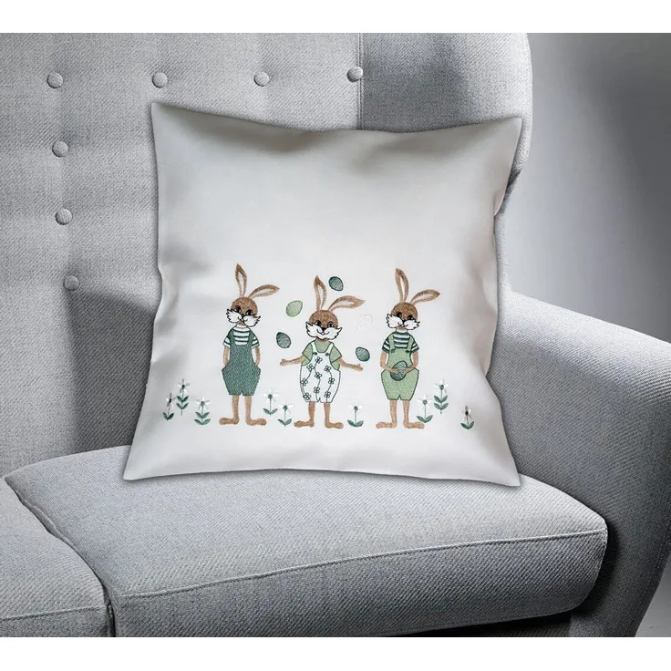 texpot Kissenhülle Dekokissen Stickerei Hasenkinder Ostern Frühling, (1 Stück)