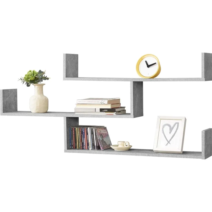 Wandregal Grimstad 119 x 18 x 55 cm Betonoptik en. casa